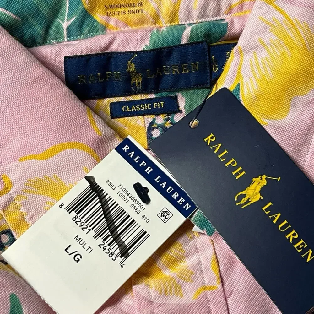 NWT Polo Ralph Lauren Men's Classic Fit Button Down Long Sleeve Hawaiian Shirt L